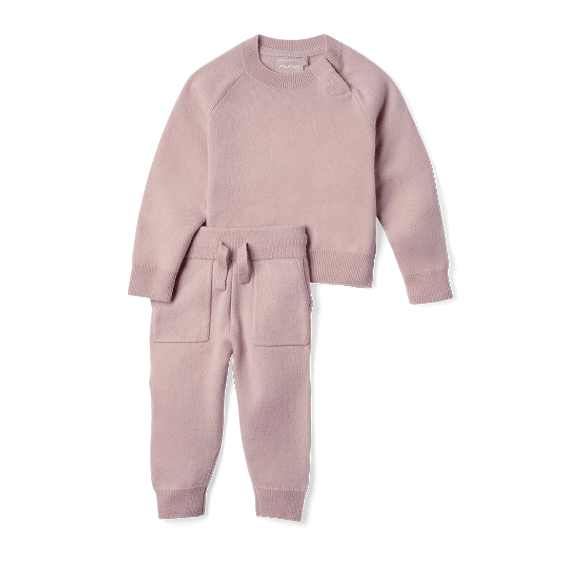 Front image of the Nuna Cashmere Two-Piece Sweater Set in Dusty Mauve fashion
