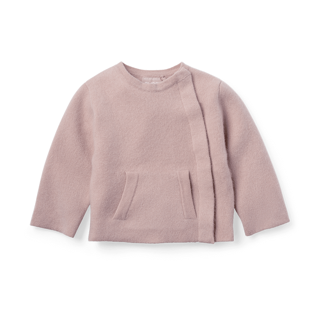 Front image of the Nuna Cashmere Asym Sweater in Dusty Mauve fashion