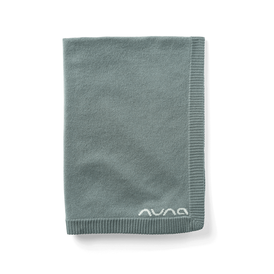 The Nuna Cashmere Infant Blanket folded highlighting the Nuna logo in Athens fashion