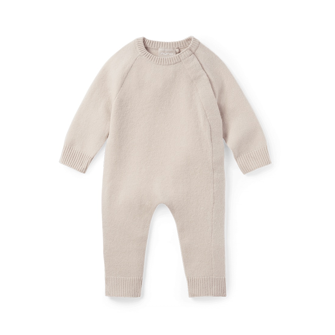 A front image of the Nuna Cashmere Onesie in Beige fashion