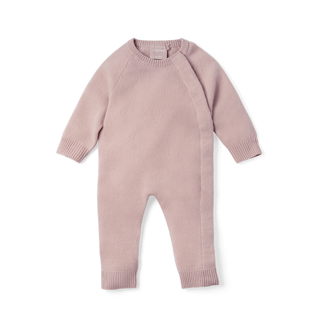 A front image of the Nuna Cashmere Onesie in Dusty Mauve fashion
