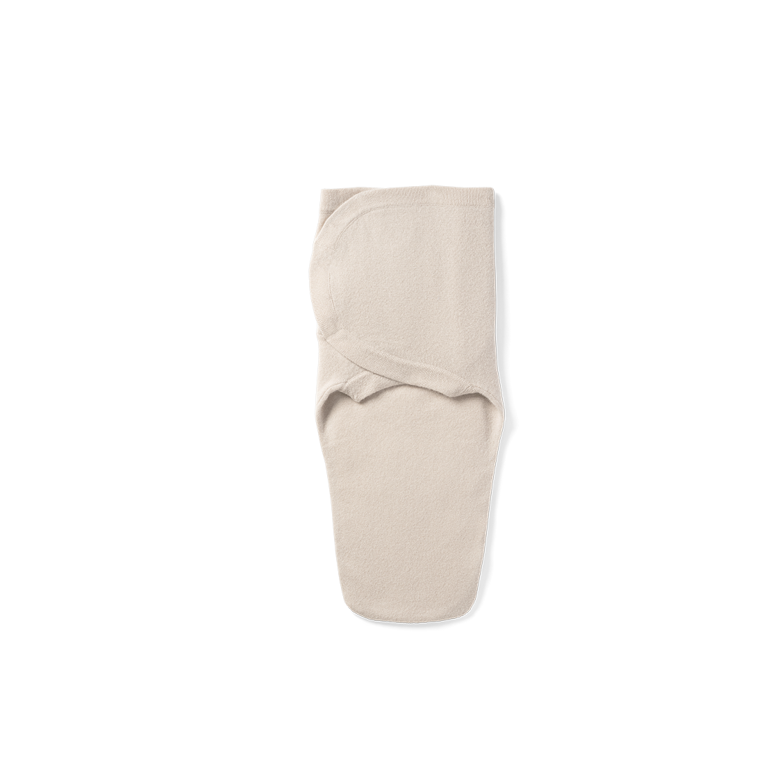 A front image of the Nuna Cashmere Swaddle closed in Beige fashion