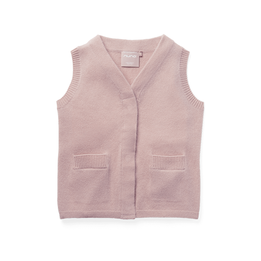 A front image of the Nuna Cashmere Vest in Dusty Mauve fashion