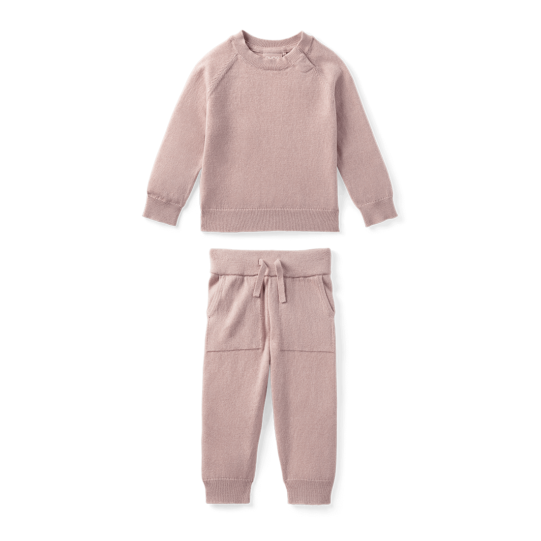 Front image of the Nuna Cotton Two-Piece Sweater Set in Dusty Mauve fashion