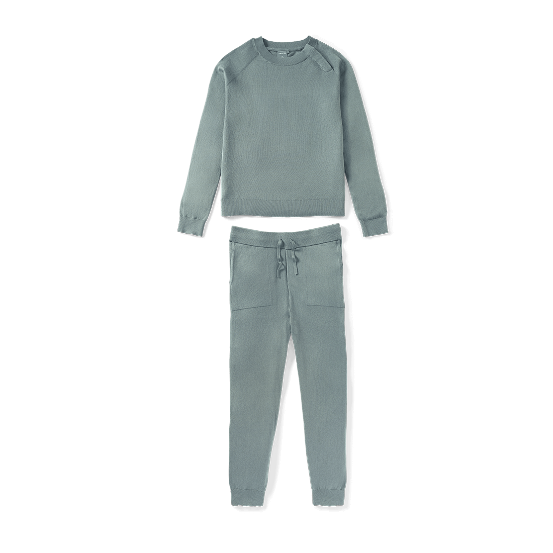 Front image of the Nuna Cotton Mother's Two-Piece Sweater Set in Athens fashion