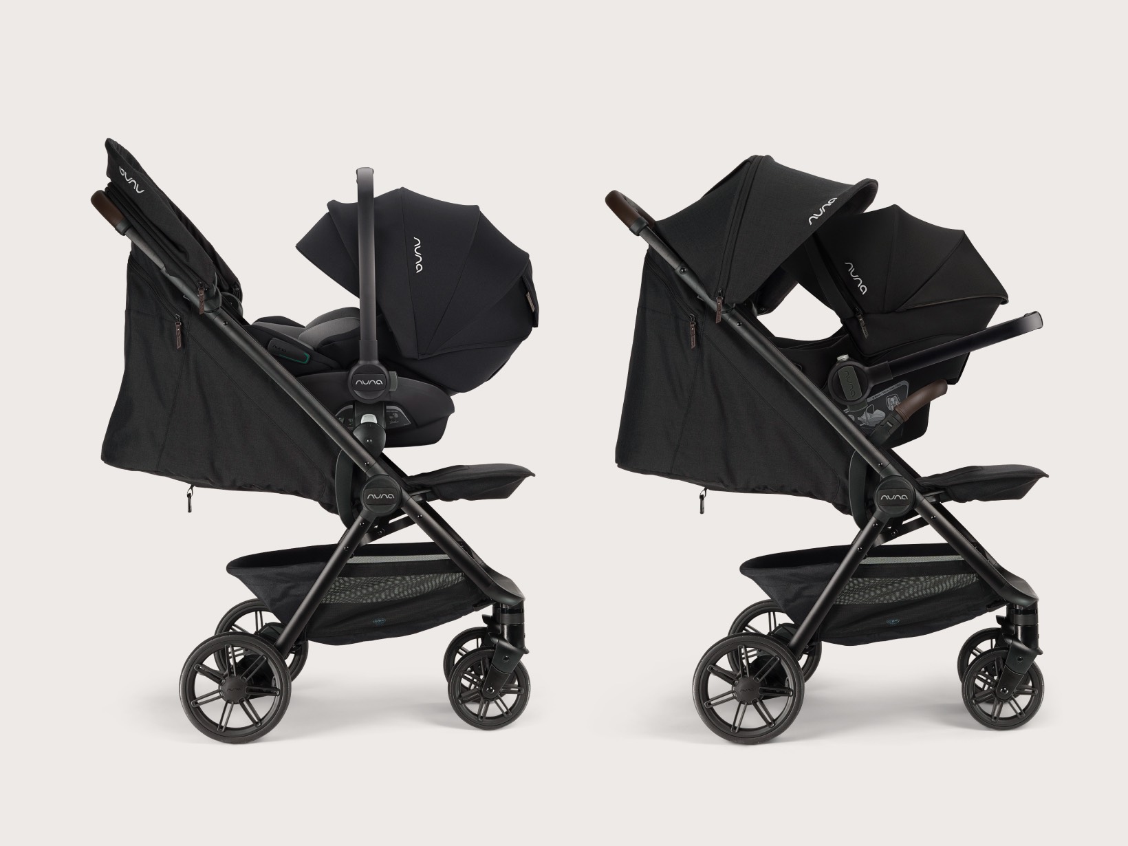 Photo of the TRVL urbn pushchair with PIPA series infant car seat.