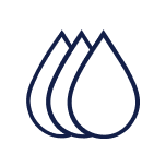 Colour retention icon of three overlapping droplets