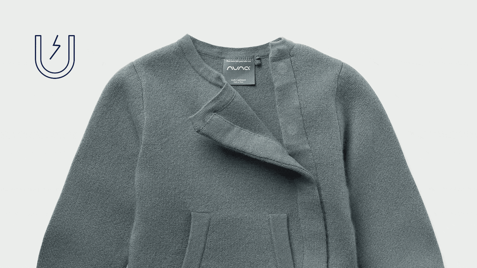 Gif of the front of the Nuna Cashmere Asym Sweater moving from half open to closed in Athens fashion