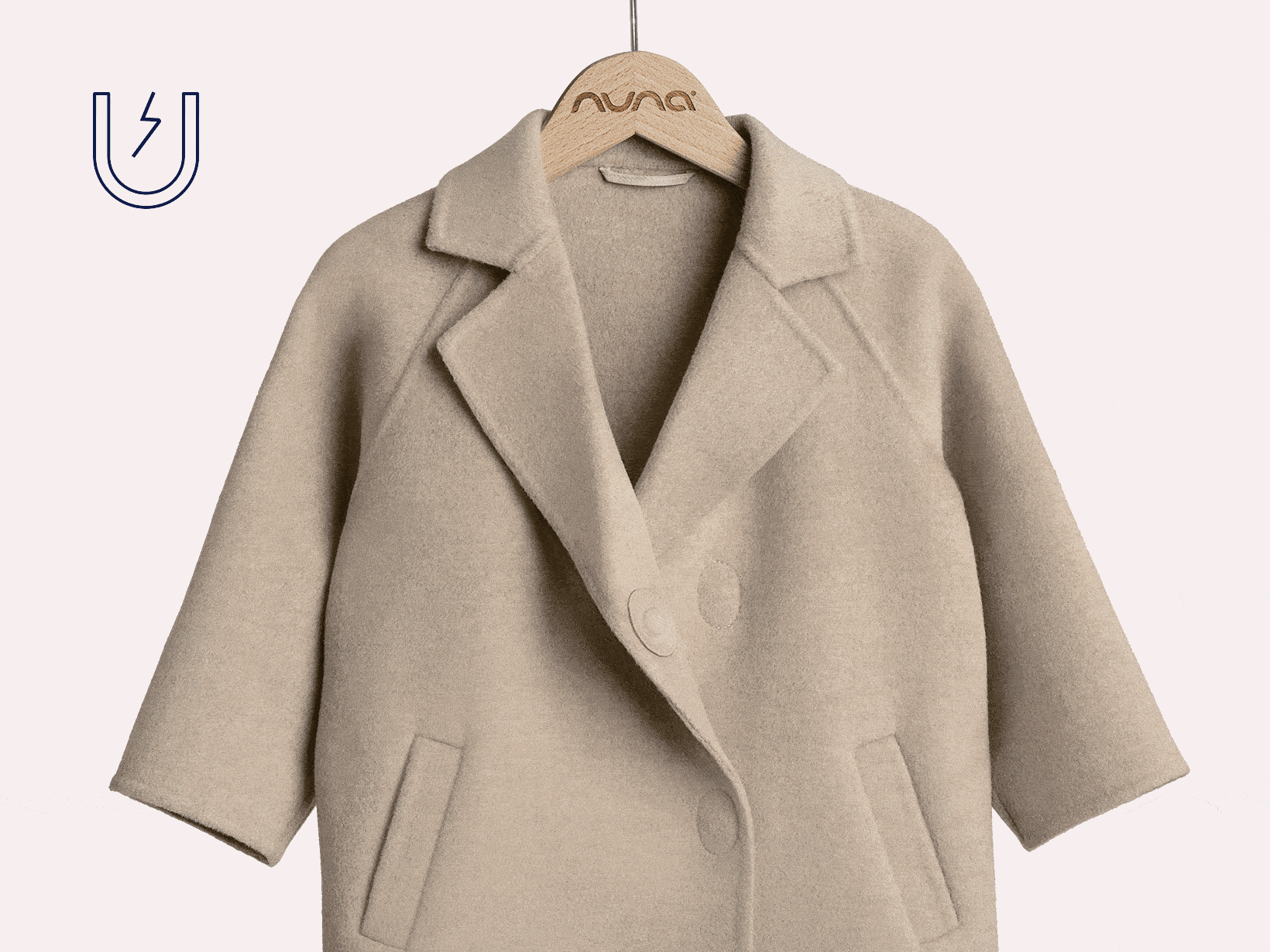 Gif of the front of the Nuna Child's Coat moving from half open to closed in Camel fashion